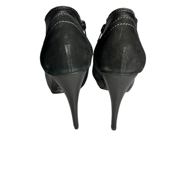 Aldo Western Peep Toe  Leather Suede Spiked Heel Booties Sz 40 - Picture 10 of 12